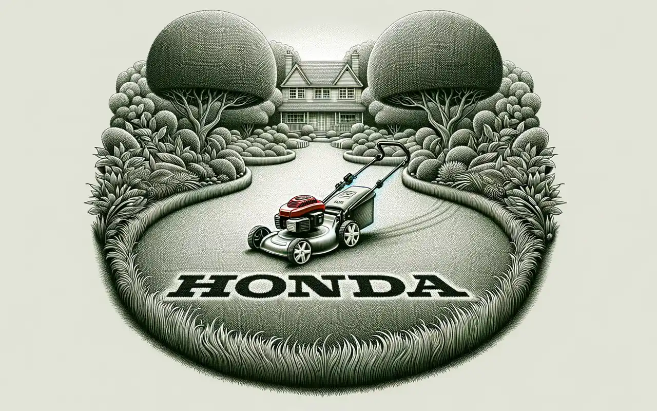 Illustration av Honda gräsklippare på en gräsmatta