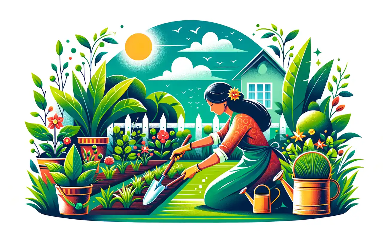 Illustration av trädgårdsskötsel