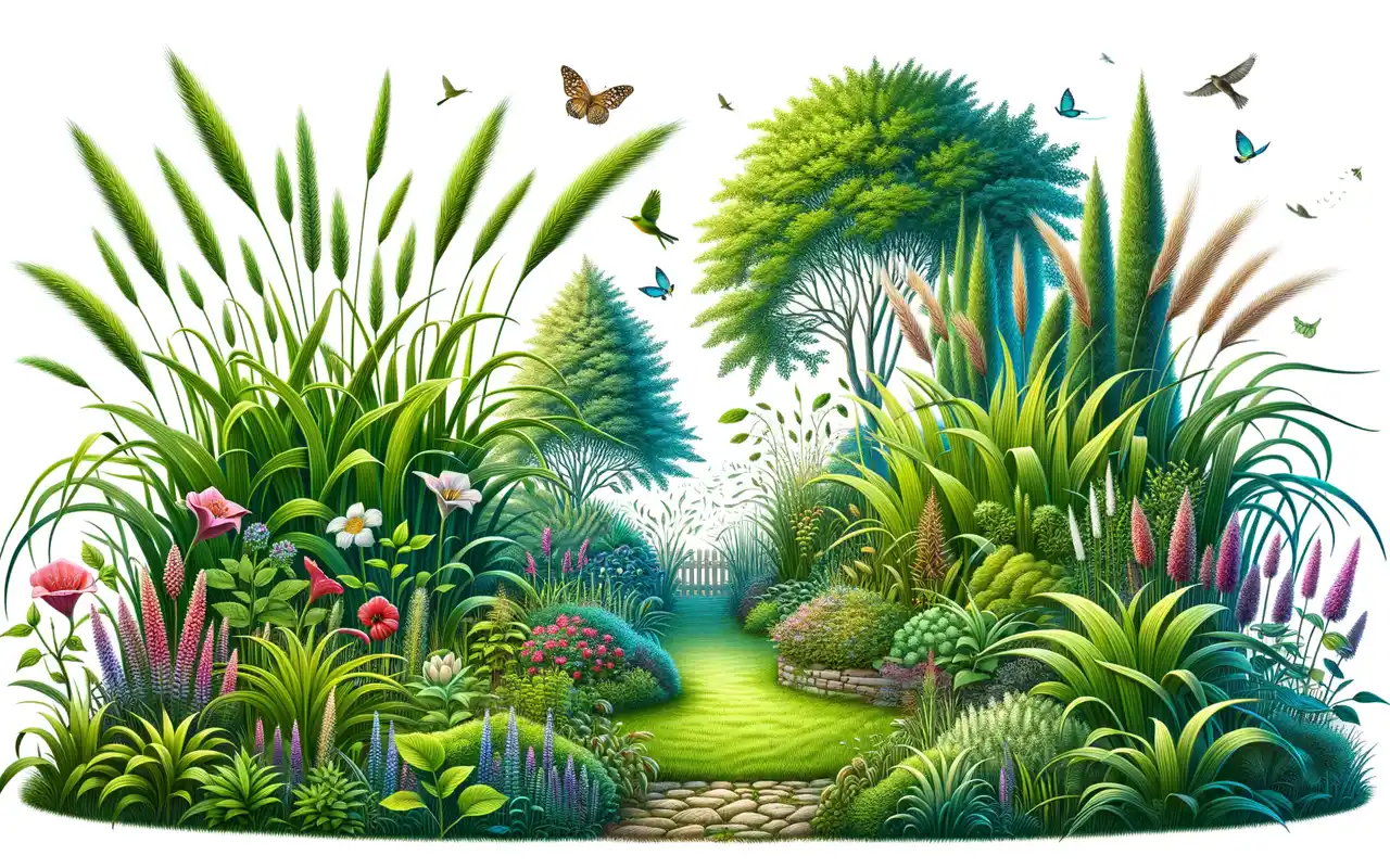 Illustration av tillväxt av växter i en trädgård.