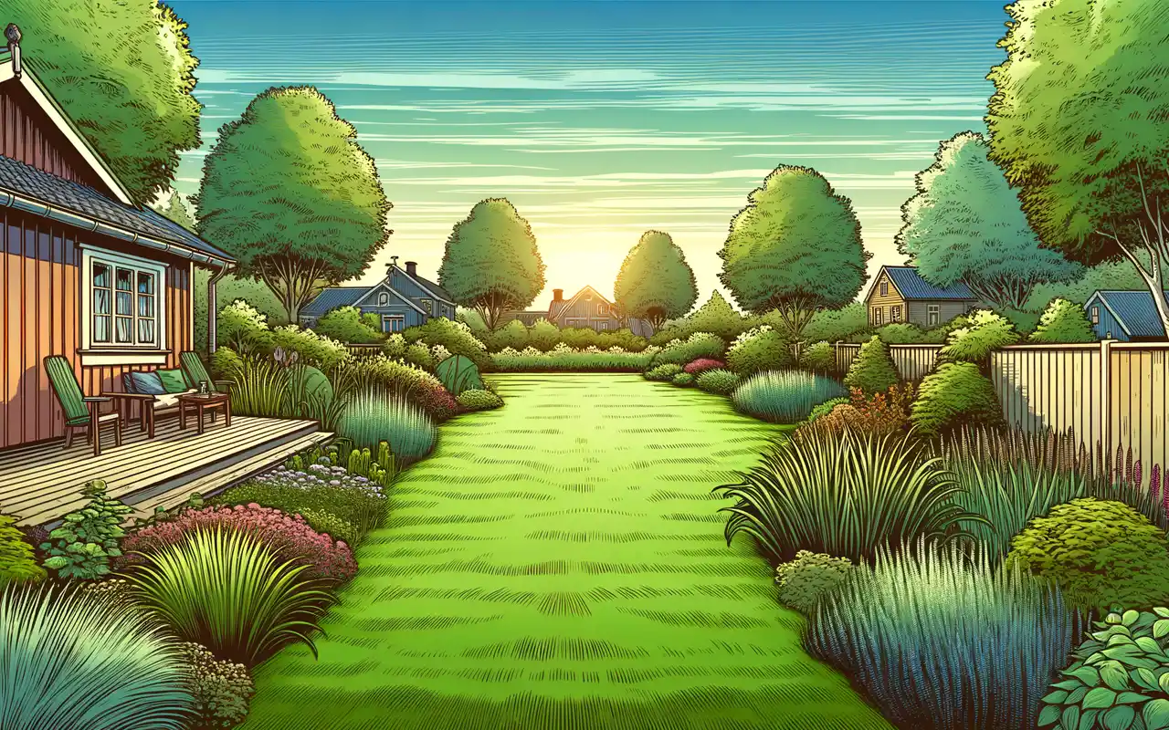Illustration av trädgård