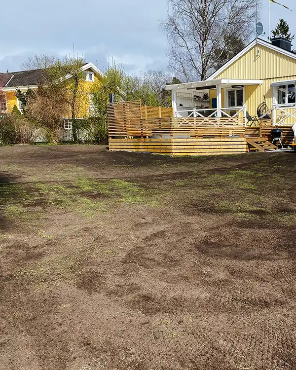 Nyrenoverad gräsmatta i Täby